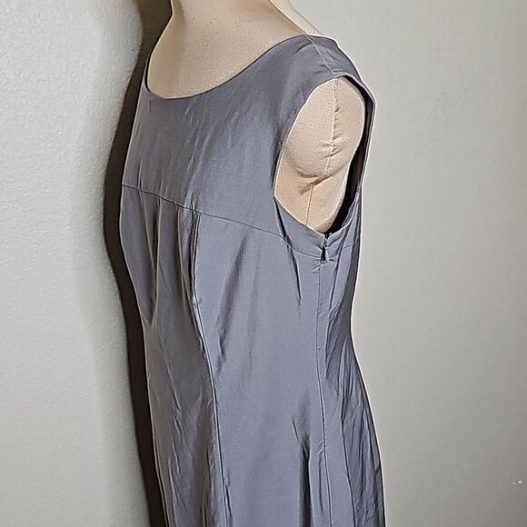 Ann Taylor 8 Stretch Wool Suiting Dress Gray boatneck Sheath - Picture 3 of 8
